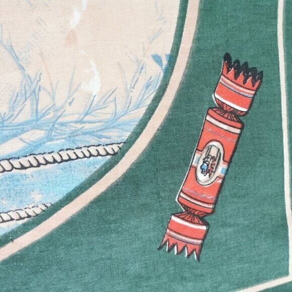 Vintage Christmas Scene Tea Towel, Victorian Children Santa Costume Winter Scene - Picture 4 of 8